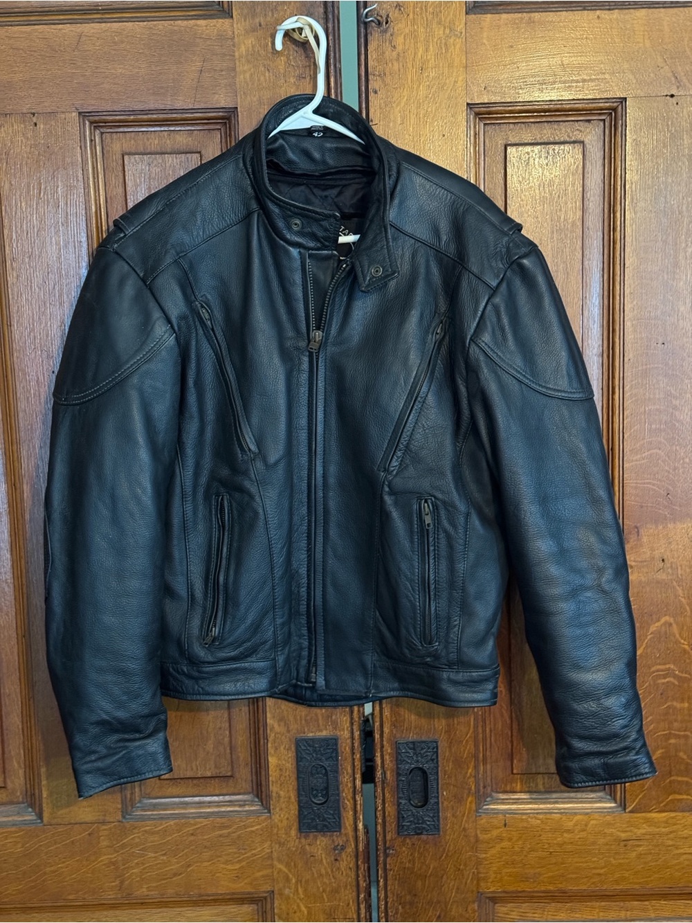 Black Jack Classic Black Leather Men’s motorcycle biker Jacket men sz42